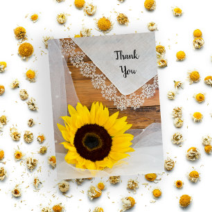 Rustic Sunflower Lace Country Weddenschap Bedankt Briefkaart