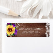 Rustic Sunflower Lace Purple Floral Wood Lights Etiket (Insitu)