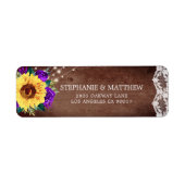 Rustic Sunflower Lace Purple Floral Wood Lights Etiket (Voorkant)