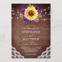 Rustic Sunflower Lace Purple Floral Wood Lights