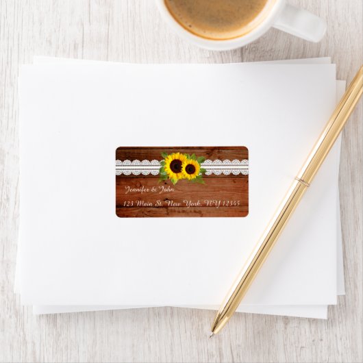 Rustic Sunflower Lace Return Address Labels (Insitu)