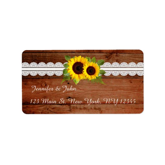 Rustic Sunflower Lace Return Address Labels (Voorkant)