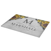 Rustic Sunflower Lace Wood Names Wedding Gift Snijplank (Hoek)