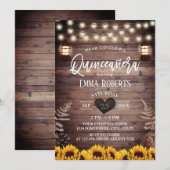 Rustic Sunflower  Lantern Quinceanera 15 Kaart (Voorkant / Achterkant)