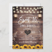 Rustic Sunflower  Lantern Sweet 16 Kaart (Voorkant)