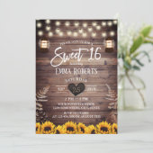 Rustic Sunflower  Lantern Sweet 16 Kaart (Staand voorkant)