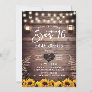 Rustic Sunflower  Lantern Sweet 16 Kaart