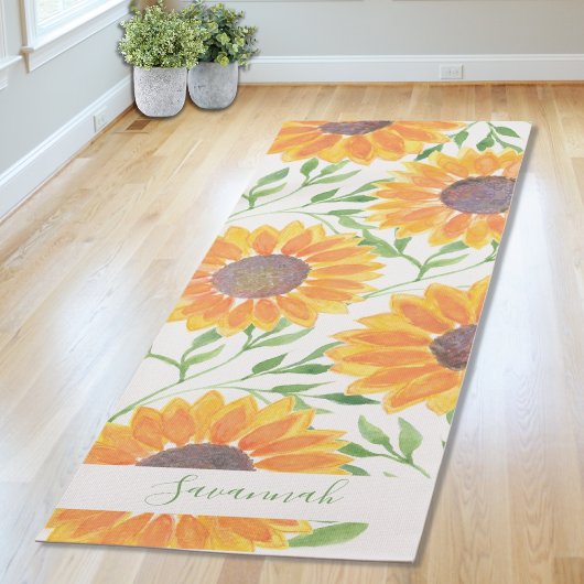 Rustic Sunflower Leaves Persoonlijke naam Yogamat