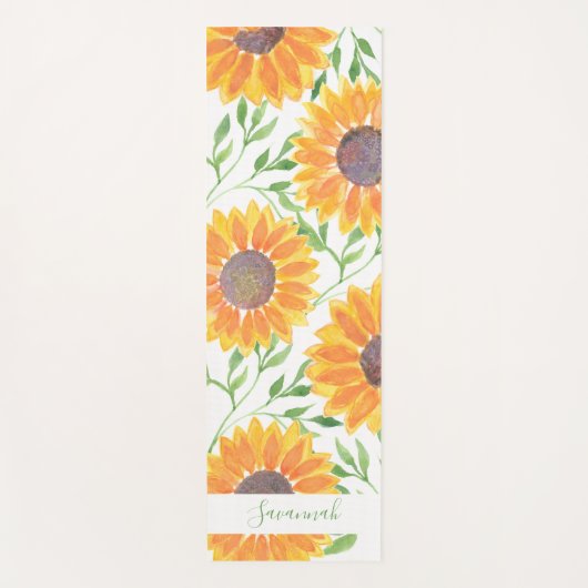 Rustic Sunflower Leaves Persoonlijke naam Yogamat (Voorkant)
