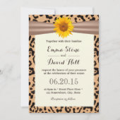 Rustic Sunflower Leopard Print Wedding Invitting Kaart (Voorkant)