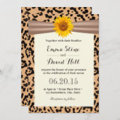 Rustic Sunflower Leopard Print Wedding Invitting Kaart (Voorkant / Achterkant)