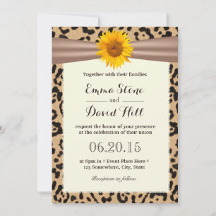 Rustic Sunflower Leopard Print Wedding Invitting Kaart