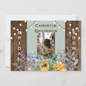 Rustic Sunflower Licht Foto Vrijgezellenfeest Kaart (Voorkant)