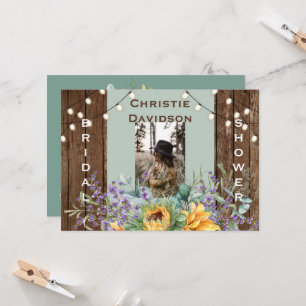 Rustic Sunflower Licht Foto Vrijgezellenfeest Kaart