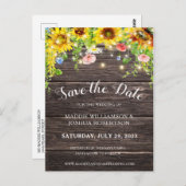 RUSTIC SUNFLOWER LIGHTS BARNWOOD BEWAREN DE DATUM BRIEFKAART (Voorkant / Achterkant)