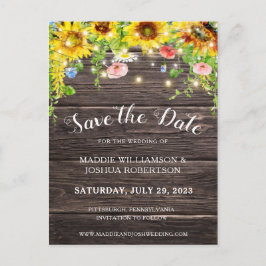RUSTIC SUNFLOWER LIGHTS BARNWOOD BEWAREN DE DATUM BRIEFKAART