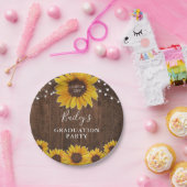 Rustic Sunflower & Lights Fotogradatie Party Papieren Bordje (Feest)