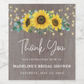 Rustic Sunflower Lights Hartelijk dank voor labels Wijn Etiket (Enkel label)