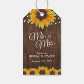Rustic Sunflower Lights Ms. aan Mrs. Vrijgezellenf Cadeaulabel (Achterkant)