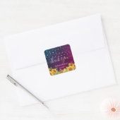 rustic sunflower lights wedding vierkante sticker (Envelop)