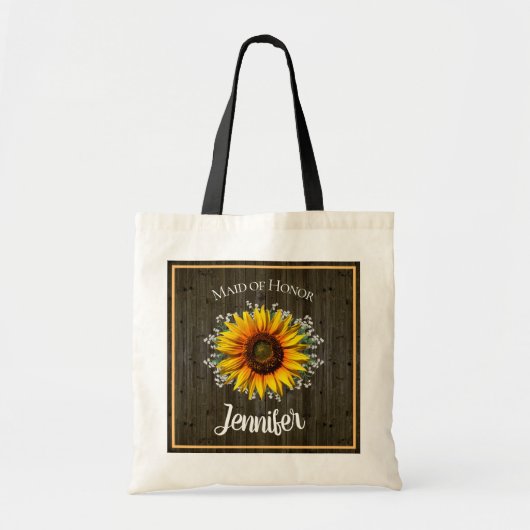 Rustic Sunflower Maid of Honor Tote Bag (Voorkant)