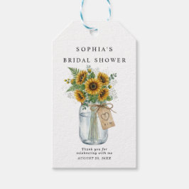 Rustic Sunflower Mason Jar Bridal Shower Gift Tags Cadeaulabel