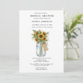 Rustic Sunflower Mason Jar Bridal Shower Kaart (Staand voorkant)