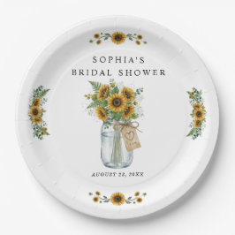 Rustic Sunflower Mason Jar Bridal Shower Paper  Papieren Bordje