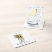 Rustic Sunflower Mason Jar Bridal Shower Square  Kartonnen Onderzetters (Insitu)