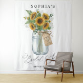 Rustic Sunflower Mason Jar Bridal Shower Wandkleed (In situ)