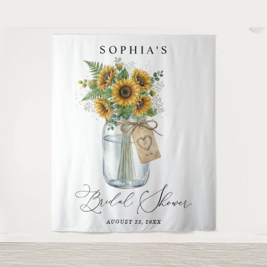 Rustic Sunflower Mason Jar Bridal Shower Wandkleed (Voorkant)