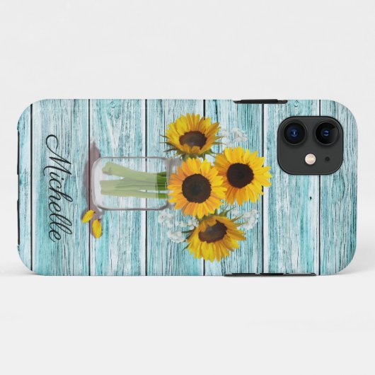 Rustic Sunflower Mason Jar Case-Mate iPhone Case (Achterkant (horizontaal))