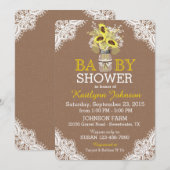 Rustic Sunflower Mason Jar Lace Baby shower Invite Kaart (Voorkant / Achterkant)