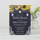Rustic Sunflower & Mason Jar Lights Bridal Shower Kaart (Staand voorkant)