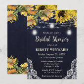 Rustic Sunflower & Mason Jar Lights Bridal Shower Kaart (Voorkant / Achterkant)
