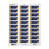 Rustic Sunflower Mason Jar Lights Navy Wedding Etiket (Full Sheet)