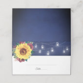 Rustic Sunflower Mason Jar Lights Navy Wedding Plaatskaartje (Buitenkant ongevouwen)