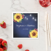 Rustic Sunflower Mason Jar Lights Navy Wedding Servet (Insitu)