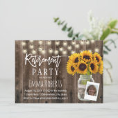Rustic Sunflower Mason Jar Photo Retirement Kaart (Staand voorkant)