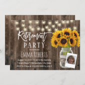 Rustic Sunflower Mason Jar Photo Retirement Kaart (Voorkant / Achterkant)
