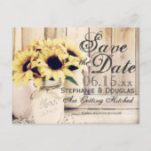 Rustic Sunflower Mason Jar Save the Date Briefkaar Aankondigingskaart (Voorkant)