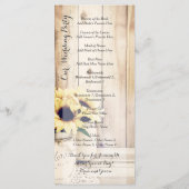 Rustic Sunflower Mason Jar Wedding Programs Programmakaart (Achterkant)