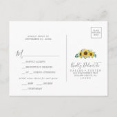 Rustic Sunflower Menu Choice Wedding RSVP Briefkaa (Achterkant)