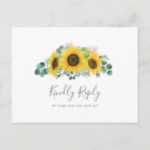 Rustic Sunflower Menu Choice Wedding RSVP Briefkaa (Voorkant)