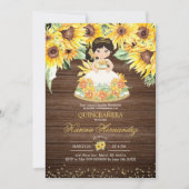Rustic Sunflower Mexican Girl Mis Quince Invitatio Kaart (Voorkant)