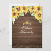 Rustic Sunflower Mexican Girl Mis Quince Invitatio Kaart (Achterkant)