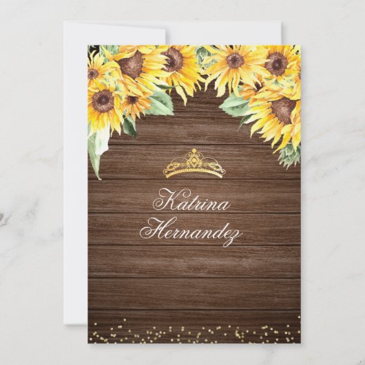 Rustic Sunflower Mexican Girl Mis Quince Invitatio Kaart (Achterkant)