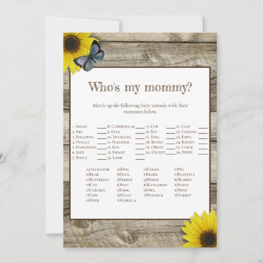 Rustic Sunflower Mijn Baby shower van mama Kaart (Voorkant)