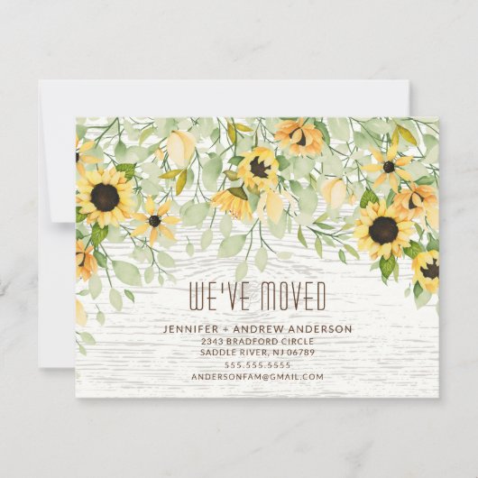 Rustic Sunflower Moving Announding Kaart (Voorkant)
