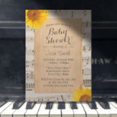 Rustic Sunflower Musical Baby shower Kaart